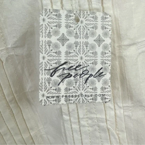 Free People NEW Ivory Tie Back Cotton Ezra Midi Dress NWT Size 6 - Picture 5 of 14